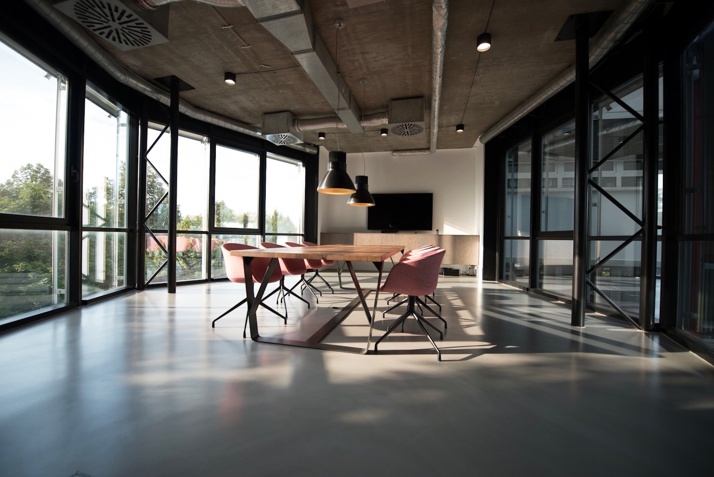 Modern glass storefront and office entrance